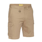 Bisley Stretch Cotton Drill Cargo Short in khaki