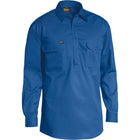 Bisley Cool Lightweight Drill Shirt Blue Front View