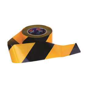 Yellow and black barricade tape roll
