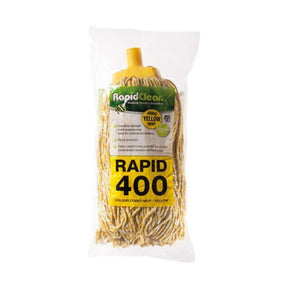 Yellow mop head for janitorial cleaning