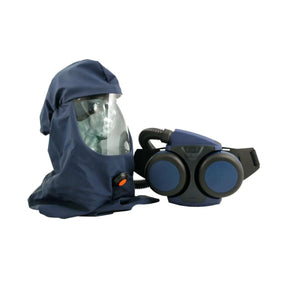 Respiratory protection kit with hood and mask