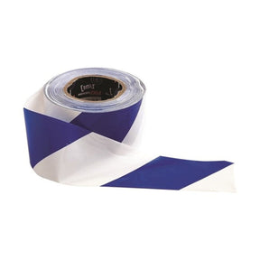 Blue and white barricade tape for site safety