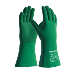 Green chemical resistant gloves