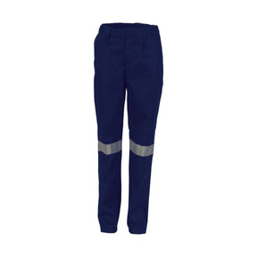 DNC women's navy work pants with reflective tape