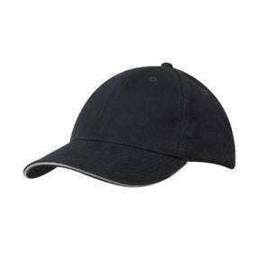 Navy baseball cap with white sandwich brim