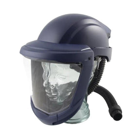Respiratory helmet with visor and hose for PPE