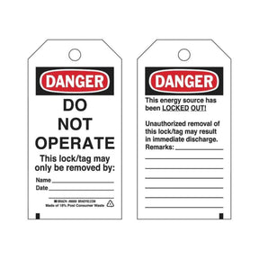 Brady Do Not Operate lockout tag, pack of 25