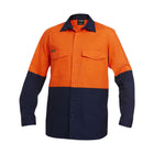 Hi-vis two tone long sleeve drill work shirt