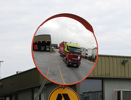 Deluxe acrylic traffic mirror mounted outdoors
