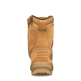 Rear view of Oliver 200mm Hi-Leg Wheat Zip Sided Safety Boots 55-385 highlighting padded collar and heel support for enhanced comfort and stability.