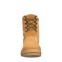 Front view of Oliver 200mm Hi-Leg Wheat Zip Sided Safety Boots 55-385 featuring lace-up design and protective toe cap for rugged work environments.