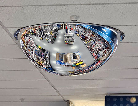 Indoor full dome ceiling safety mirror mounted overhead