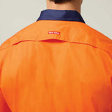 Hard Yakka Koolgear Core Hi-Vis Lightweight Vented Short Sleeve Cotton Shirt Y04620 in Orange/Navy