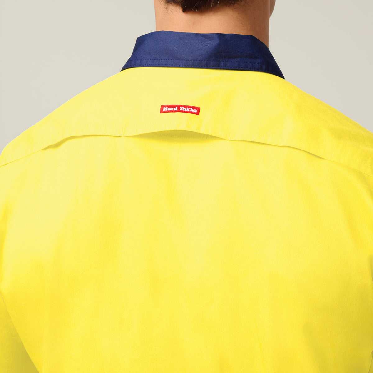 Hard Yakka Koolgear Core Hi-Vis Lightweight Vented Short Sleeve Cotton Shirt Y04620 in Yellow/Navy