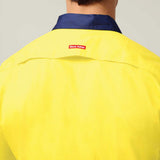 Hard Yakka Koolgear Core Hi-Vis Lightweight Vented Short Sleeve Cotton Shirt Y04620 in Yellow/Navy