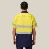 Hard Yakka Koolgear Short Sleeve Hi-Vis 2 Tone Taped Vented Shirt Y07754 in Yellow/Navy