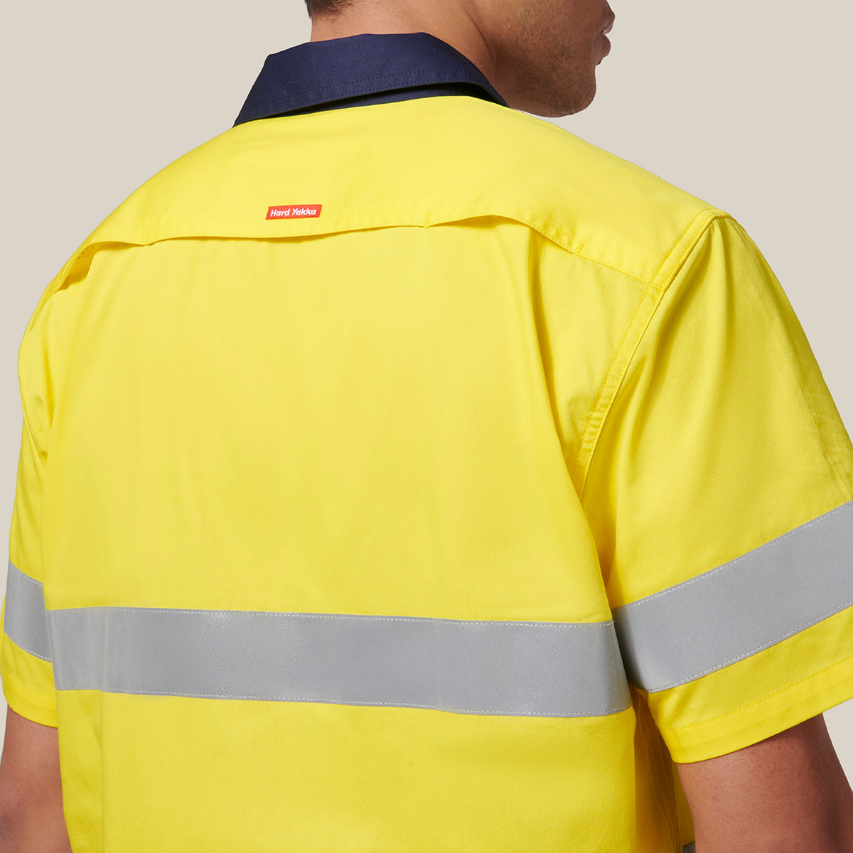 Hard Yakka Koolgear Short Sleeve Hi-Vis 2 Tone Taped Vented Shirt Y07754 in Yellow/Navy