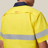 Hard Yakka Koolgear Short Sleeve Hi-Vis 2 Tone Taped Vented Shirt Y07754 in Yellow/Navy
