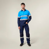 Hard Yakka Koolgear Core Long Sleeve Lightweight Spliced Taped Vented Drill Shirt Y07910 in Blue/Navy
