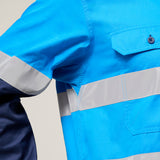 Hard Yakka Koolgear Core Long Sleeve Lightweight Spliced Taped Vented Drill Shirt Y07910 in Blue/Navy