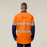 Hard Yakka Koolgear Core Hi-Vis 2 Tone Vented Taped Long Sleeve Cotton Shirt Y07978 in Orange/Navy