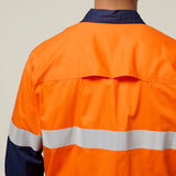 Hard Yakka Koolgear Core Hi-Vis 2 Tone Vented Taped Long Sleeve Cotton Shirt Y07978 in Orange/Navy