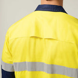 Hard Yakka Koolgear Core Hi-Vis 2 Tone Vented Taped Long Sleeve Cotton Shirt Y07978 in Yellow/Navy