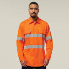 Hard Yakka Koolgear Core Hi-Vis Taped Vented Cotton Twill Shirt Y07996 in Safety Orange