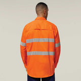 Hard Yakka Koolgear Core Hi-Vis Taped Vented Cotton Twill Shirt Y07996 in Safety Orange