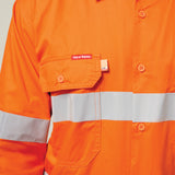 Hard Yakka Koolgear Core Hi-Vis Taped Vented Cotton Twill Shirt Y07996 in Safety Orange