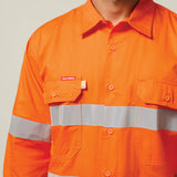 Hard Yakka Koolgear Core Hi-Vis Taped Vented Cotton Twill Shirt Y07996 in Safety Orange