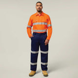 Hard Yakka Koolgear Core Hi-Vis Taped Vented Cotton Twill Shirt Y07996 in Safety Orange