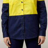 Hard Yakka Women's Koolgear Core 2 Tone Hi-Vis Vented Long Sleeve Shirt Y08225 in Yellow/Navy