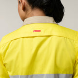 Hard Yakka Women's Koolgear Hi-Vis Lightweight 2 Tone Taped Long Sleeve Shirt Y08805 in Yellow/Khaki
