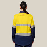 Hard Yakka Women's Koolgear Hi-Vis Lightweight 2 Tone Taped Long Sleeve Shirt Y08805 in Yellow/Navy