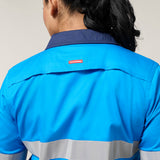 Hard Yakka Women's Koolgear Core Long Sleeve Lightweight Spliced Taped Vented Drill Shirt Y08806 in Blue/Navy