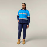 Hard Yakka Women's Koolgear Core Long Sleeve Lightweight Spliced Taped Vented Drill Shirt Y08806 in Blue/Navy