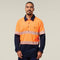 Hard Yakka Koolgear Core Hi-Vis 2 Tone Taped Vented Long Sleeve Polo Y11379 in Orange/Navy