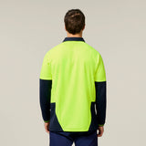Hard Yakka Koolgear Core Hi-Vis 2 Tone Vented Long Sleeve Polo Y11389 in Yellow/Navy