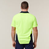 Hard Yakka Koolgear Core Hi-Vis 2 Tone Vented Short Sleeve Polo Y11396 in Yellow/Navy