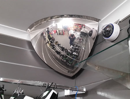 Indoor quarter dome mirror, alternate view